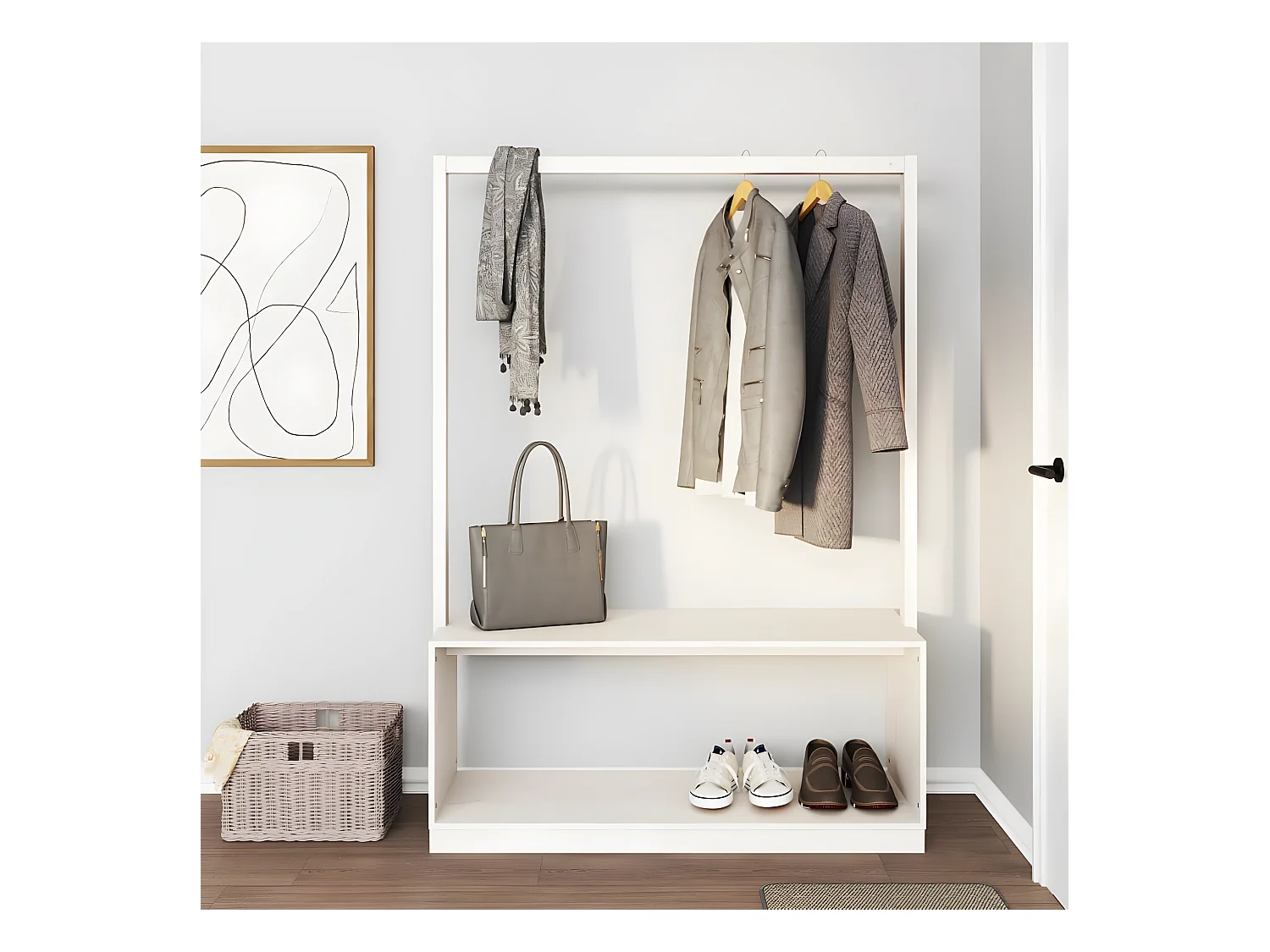 Porte-vêtements et rangement des chaussures bois massif de pin WVGQ9637