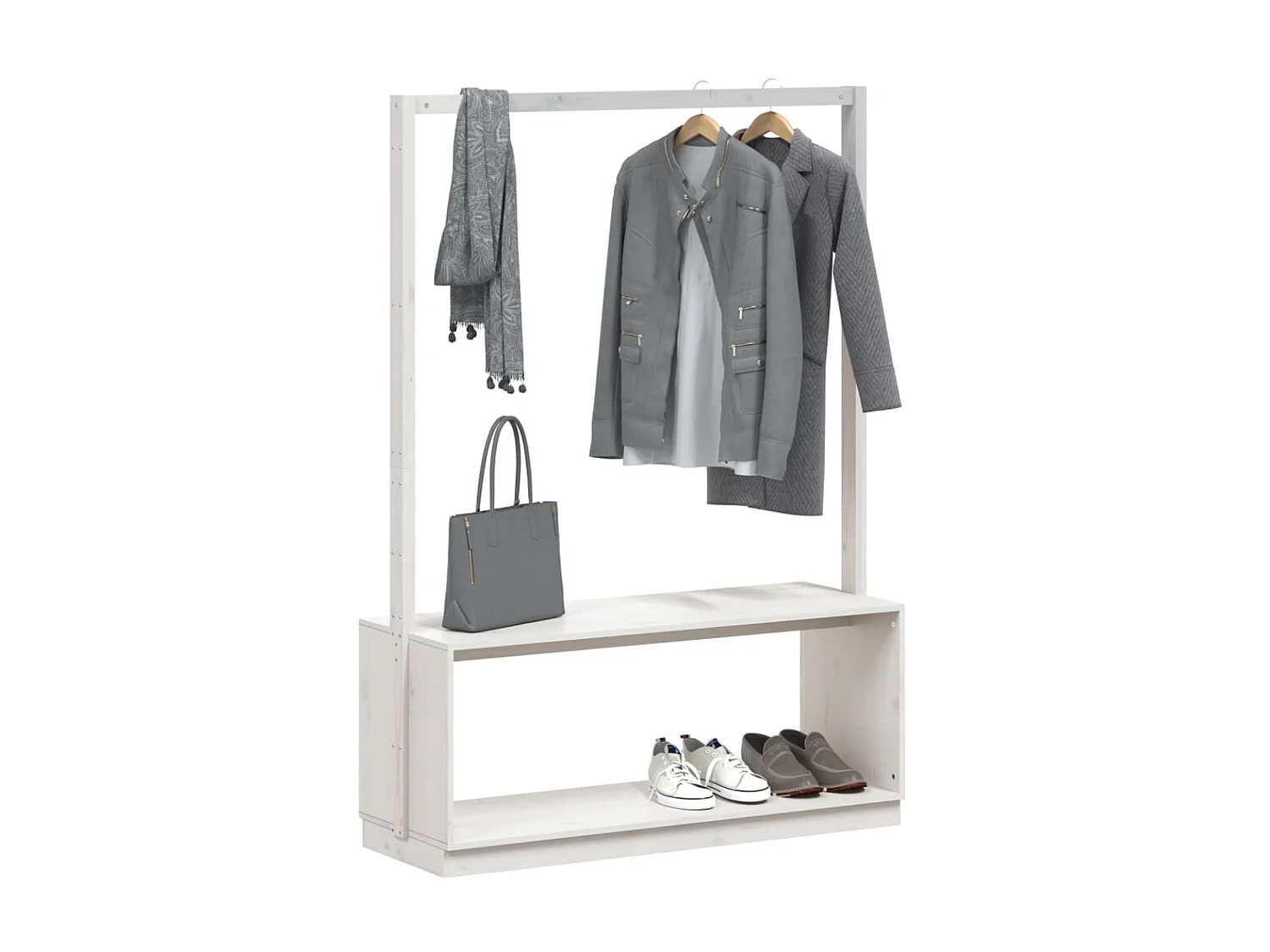 Porte-vêtements et rangement des chaussures bois massif de pin WVGQ9637