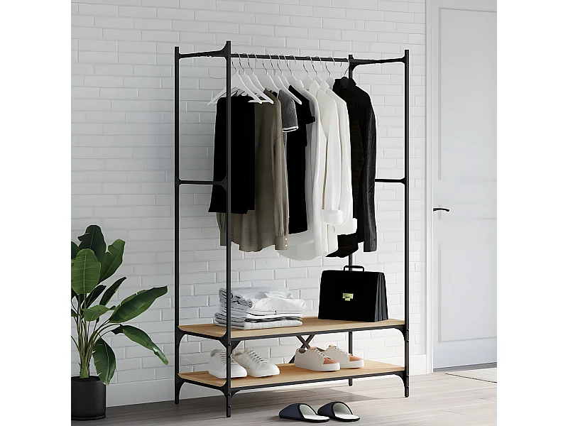 Porte-vêtements avec étagères chêne sonoma bois d'ingénierie WVGQ2381
