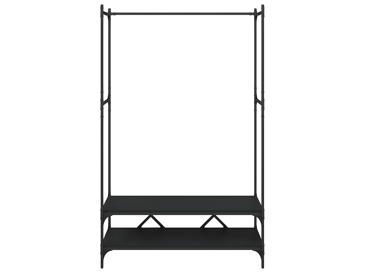 Suporte para roupas c/ prateleiras derivados de madeira preto PT759291