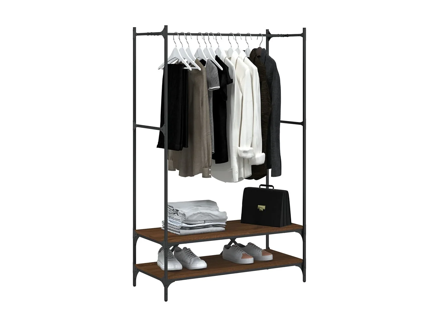 Porte-vêtements avec étagères chêne marron bois d'ingénierie WVGQ5073