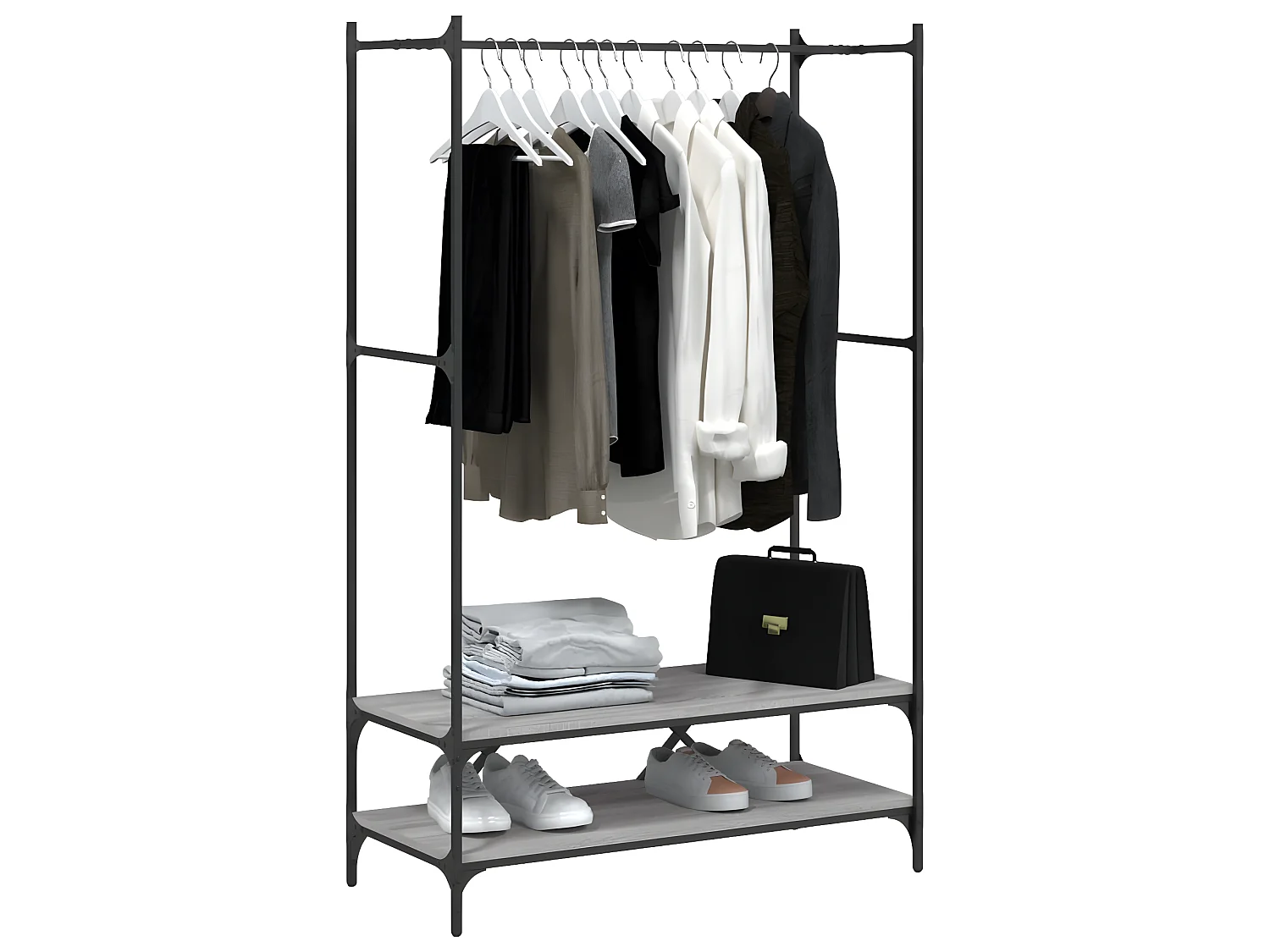 Porte-vêtements avec étagères sonoma gris bois d'ingénierie WVGQ6397