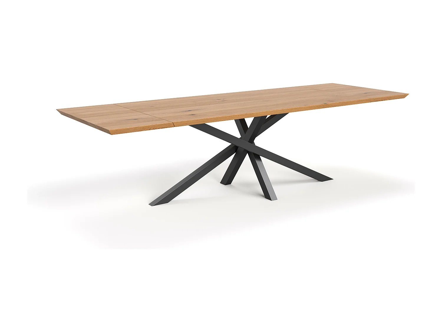 Table extensible Slant en chêne massif avec deux rallonges 50cm