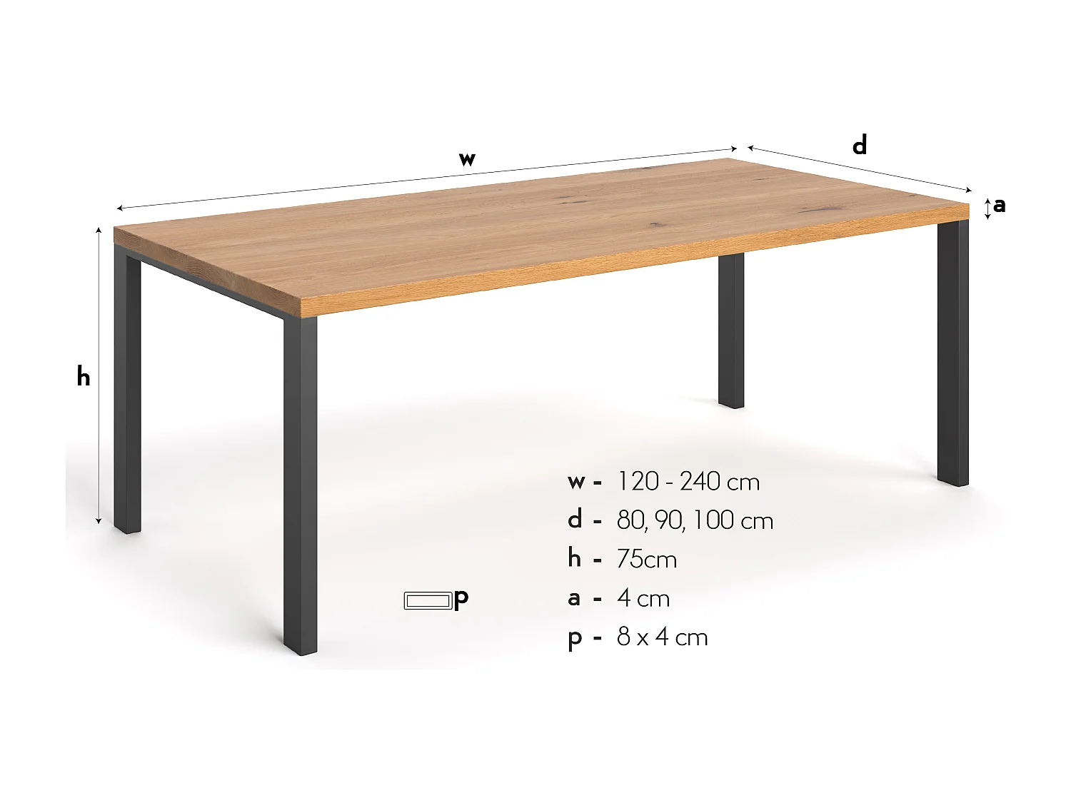 Ramme-Tisch aus Massivholz