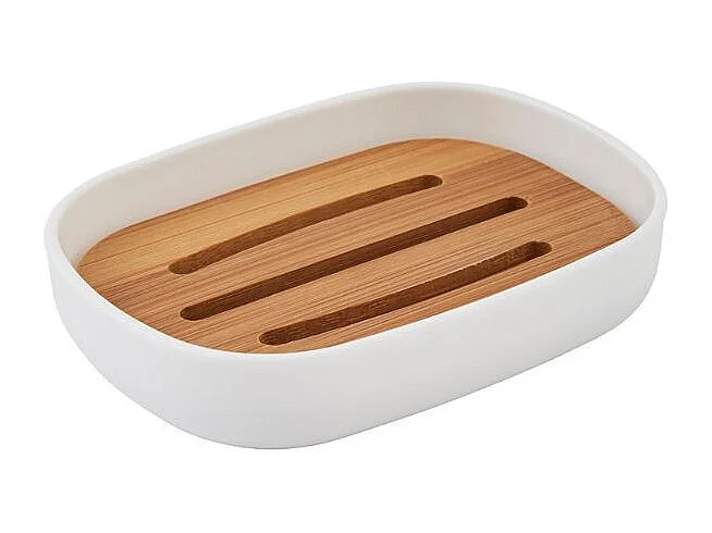 Set salle de bain 4 pièces uni en bambou blanc