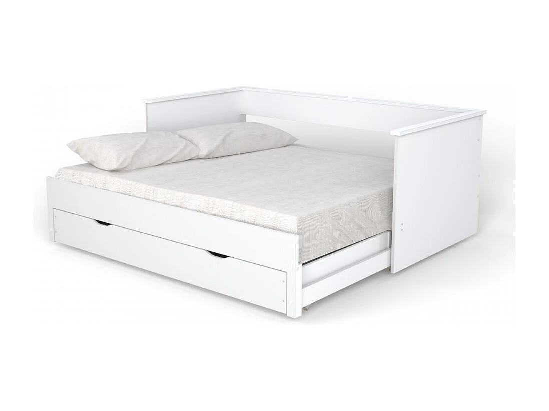 Banquette extensible MONA 80x200 cm + 2 sommiers + 1 tiroir / Blanc