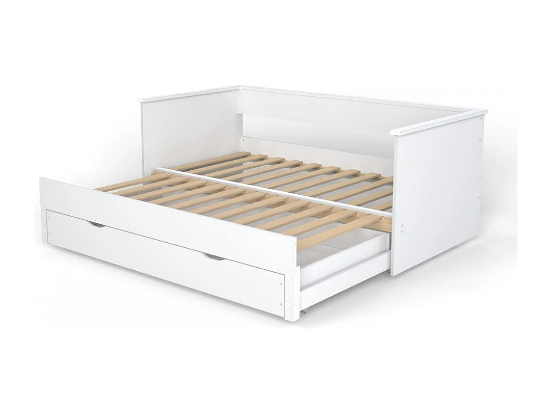 Banquette extensible MONA 80x200 cm + 2 sommiers + 1 tiroir / Blanc