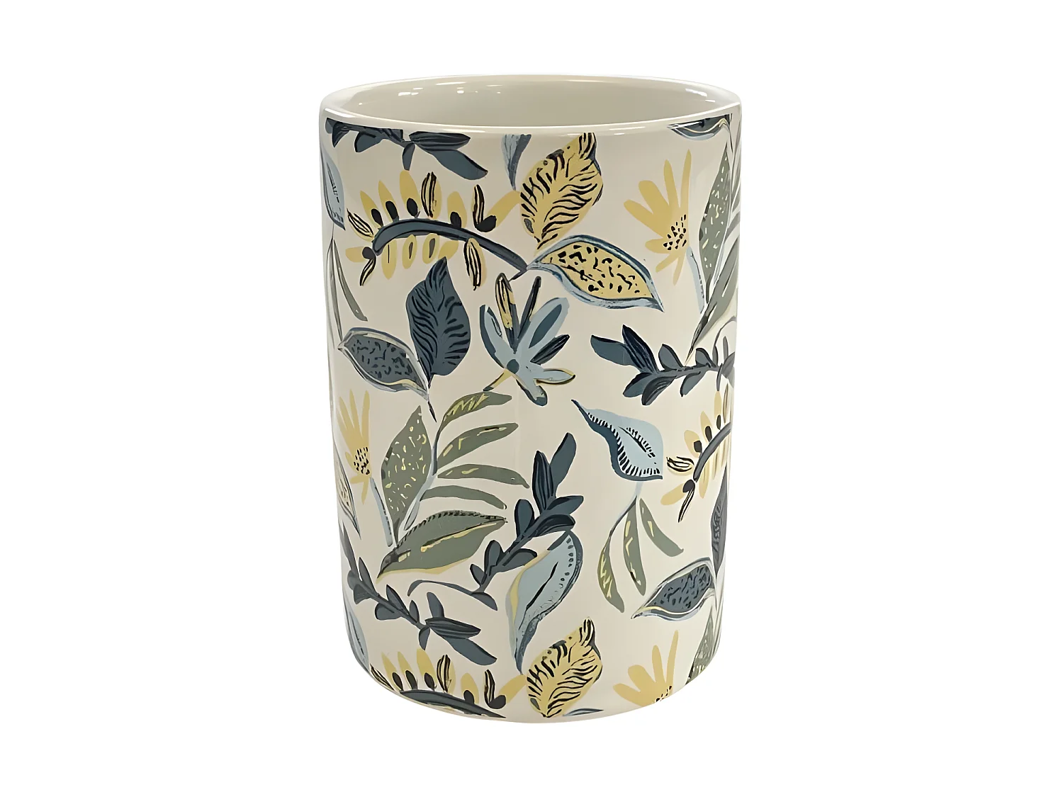 Set salle de bain végétal 4 pièces céramique bleu