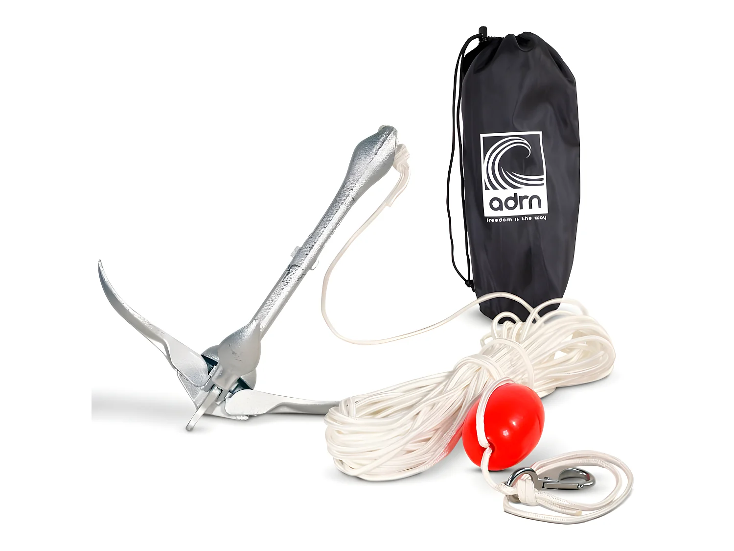 Ancre d'amarrage, grappin 4 pattes, corde 15m pour Stand up paddle, Kayaks et petits bateaux à rames