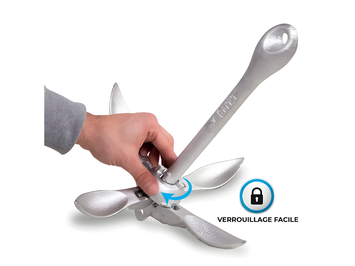 Ancre d'amarrage, grappin 4 pattes, corde 15m pour Stand up paddle, Kayaks et petits bateaux à rames