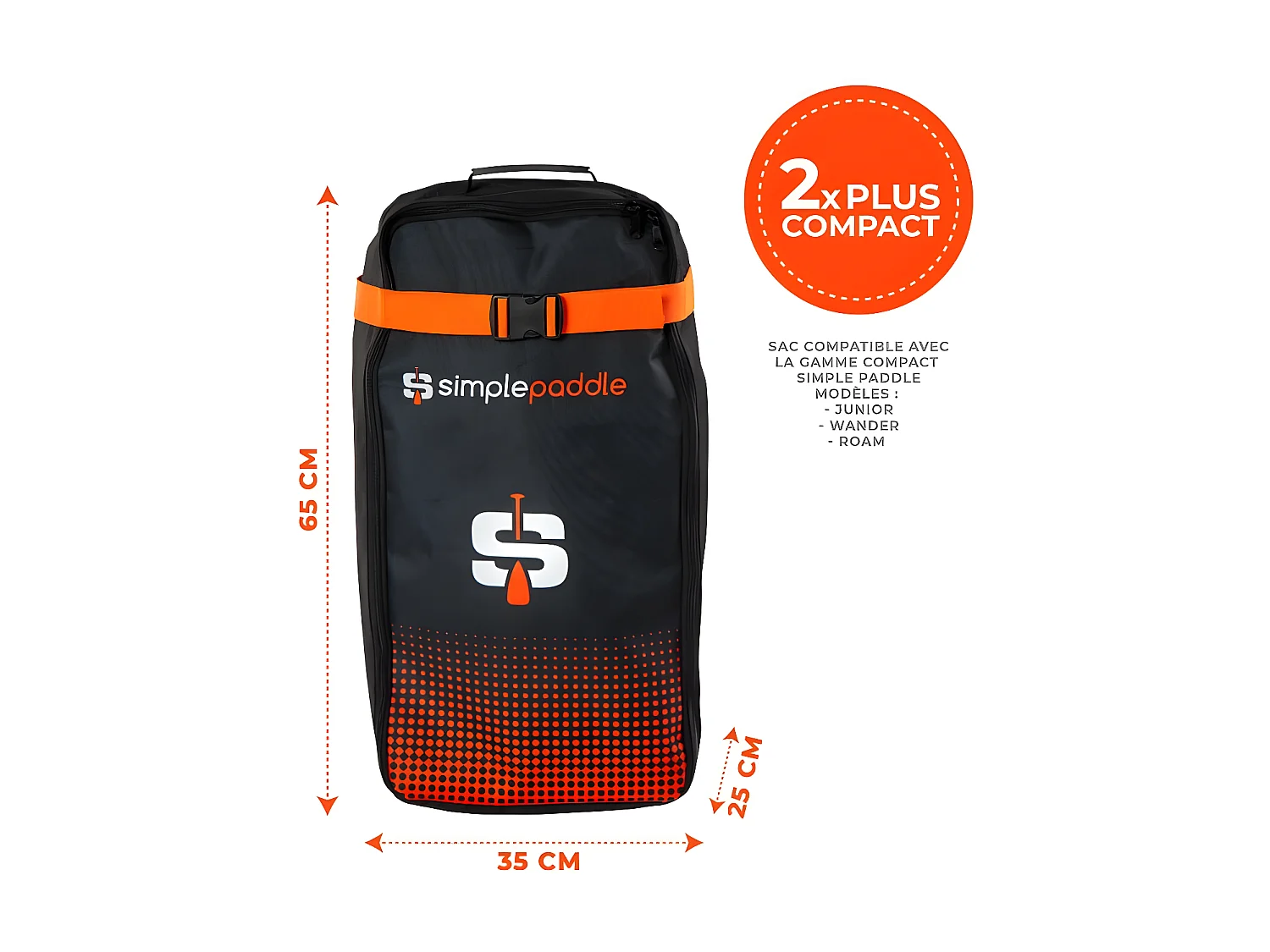 Sac de Transport Simple Paddle pour Stand up Paddle gamme Compact- 65 x 35 x 25 cm