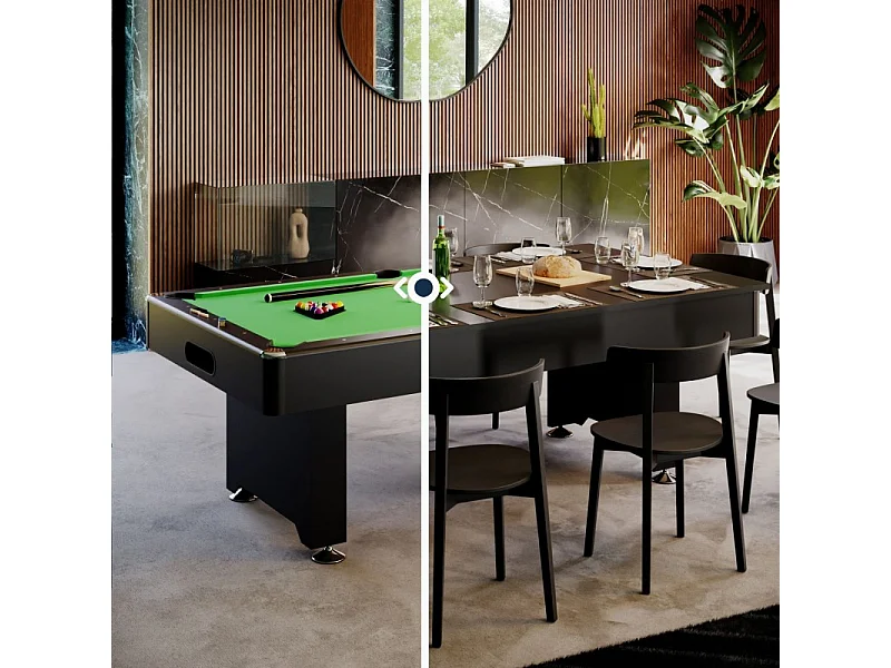 Billard Américain convertible Table dinatoire - 212 x 118 x 86 cm - Retour de boules automatique et Accessoires inclus