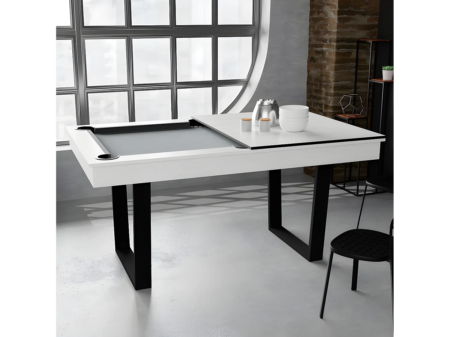 Billard Américain Convertible en Table à manger 4/6 personnes 185 x 104 x 82 Cm - Horizon