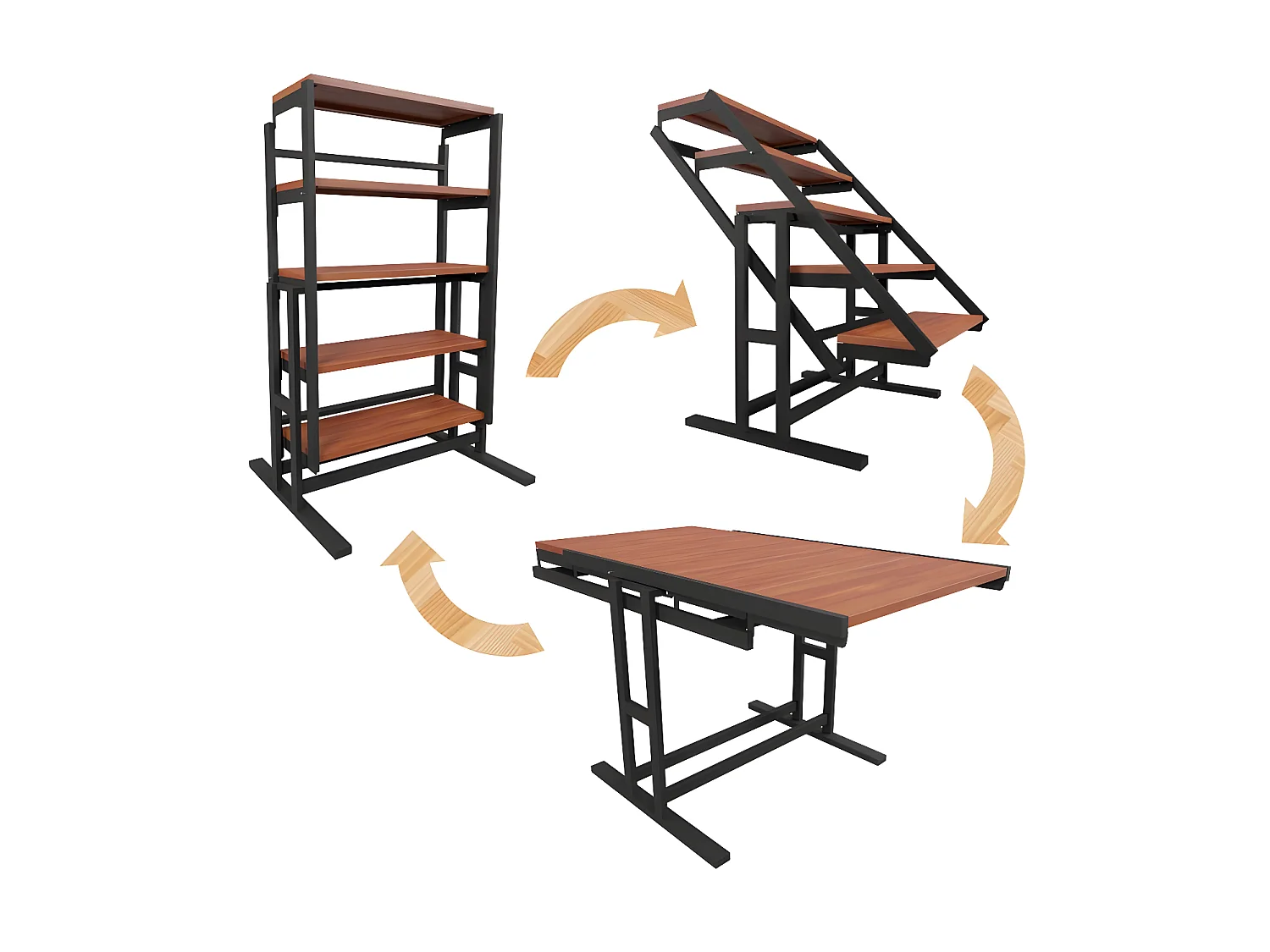 Etagère modulable (H133 x l80 x P68,5 cm) convertible en Table - style industriel