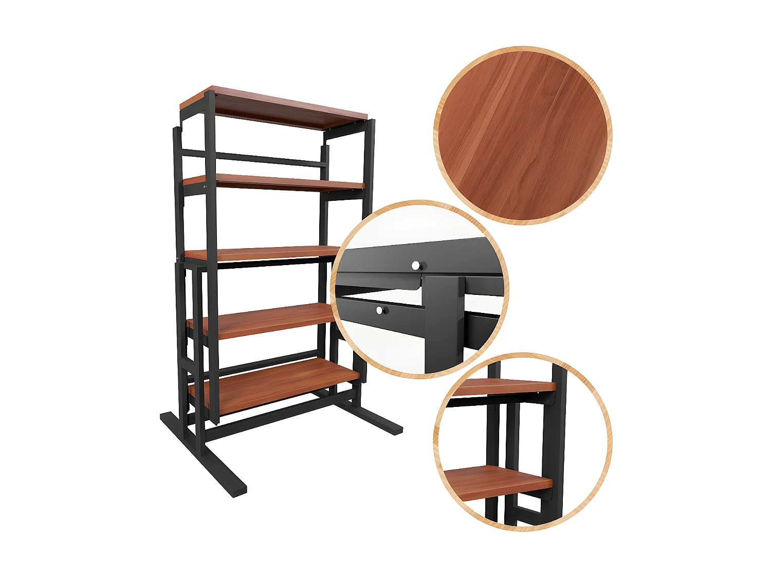 Etagère modulable (H133 x l80 x P68,5 cm) convertible en Table - style industriel