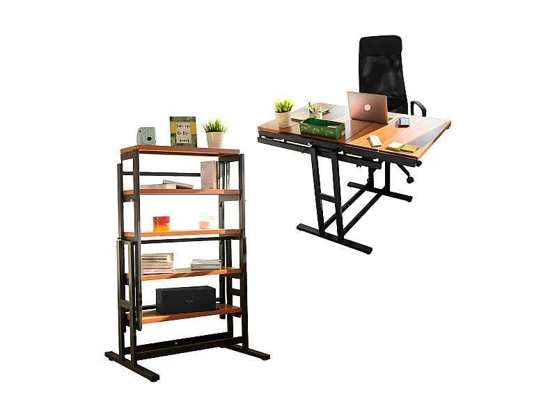 Etagère modulable (H125 x l78 x P62 cm) convertible en Table - style industriel