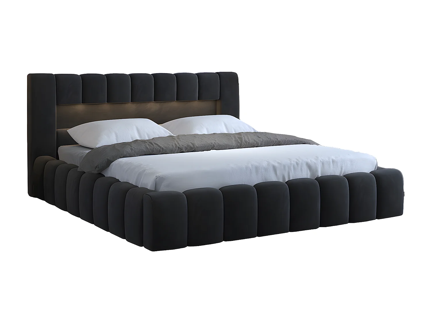 Lit Hero M (160x200)/Tissu/inclut Matelas/Anthracite