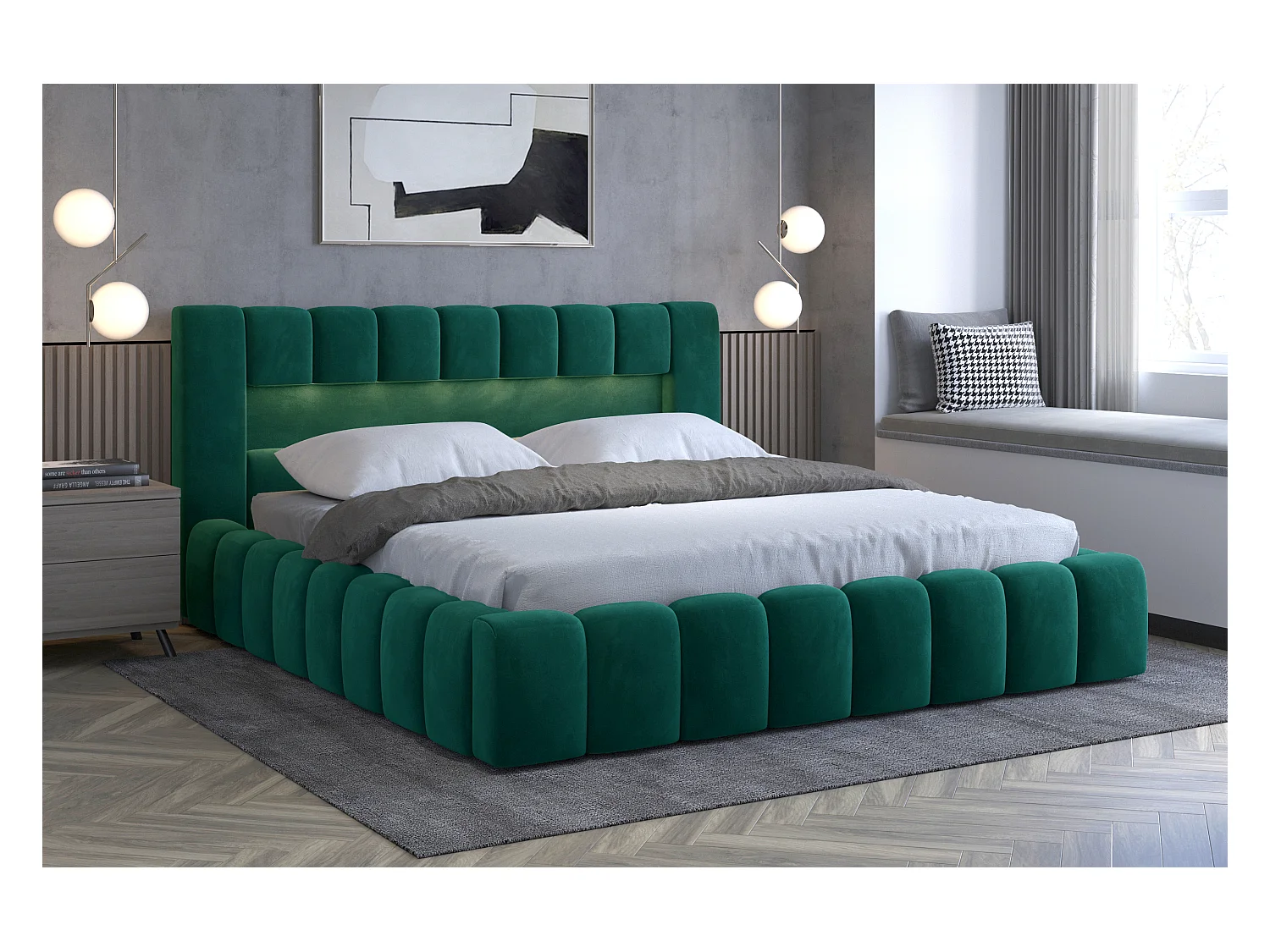 Lit Hero L (180x200)/Tissu/inclut Matelas/Vert