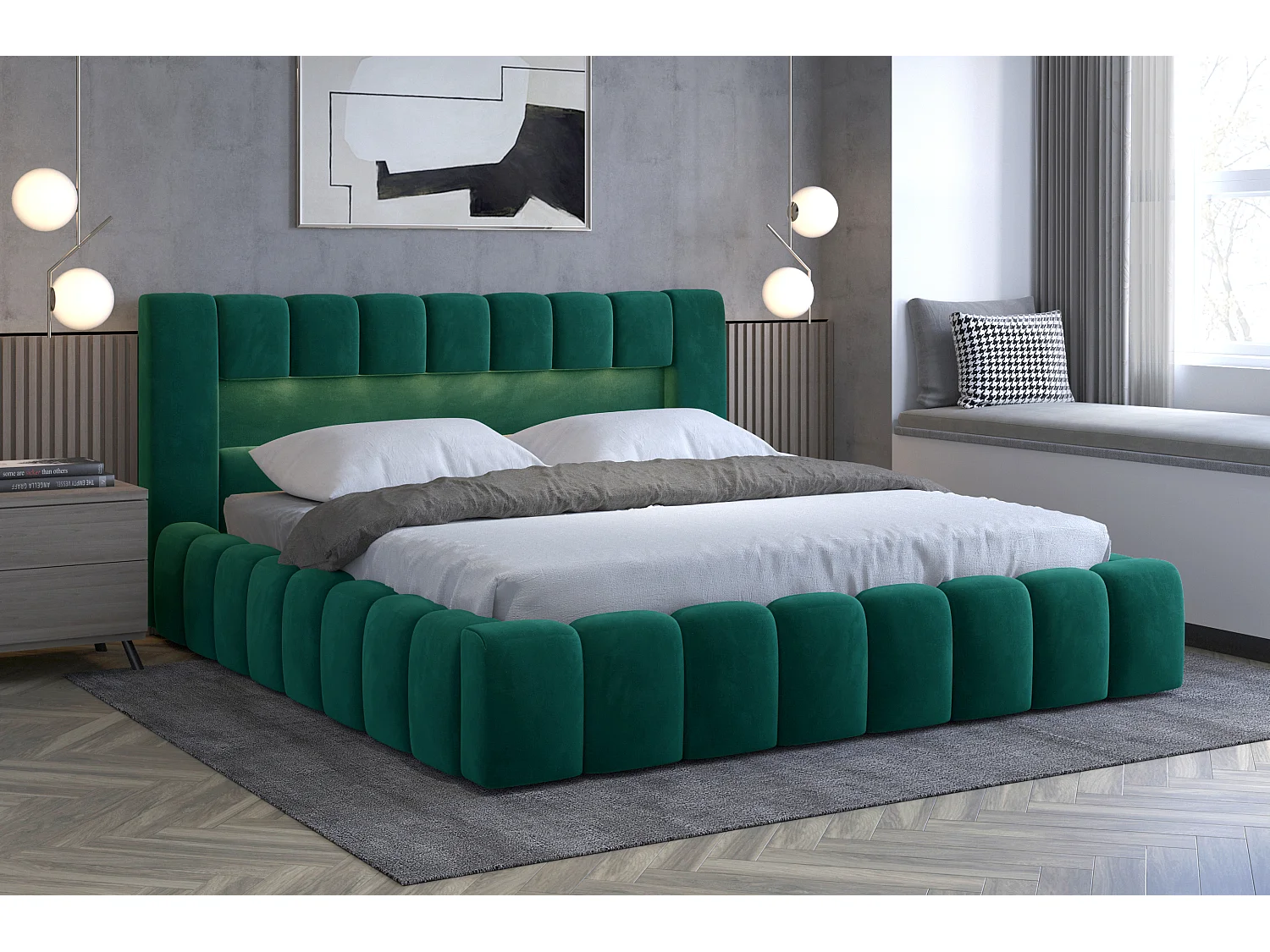 Letto Hero L (180x200)/Tessuto/incluso materasso/Verde