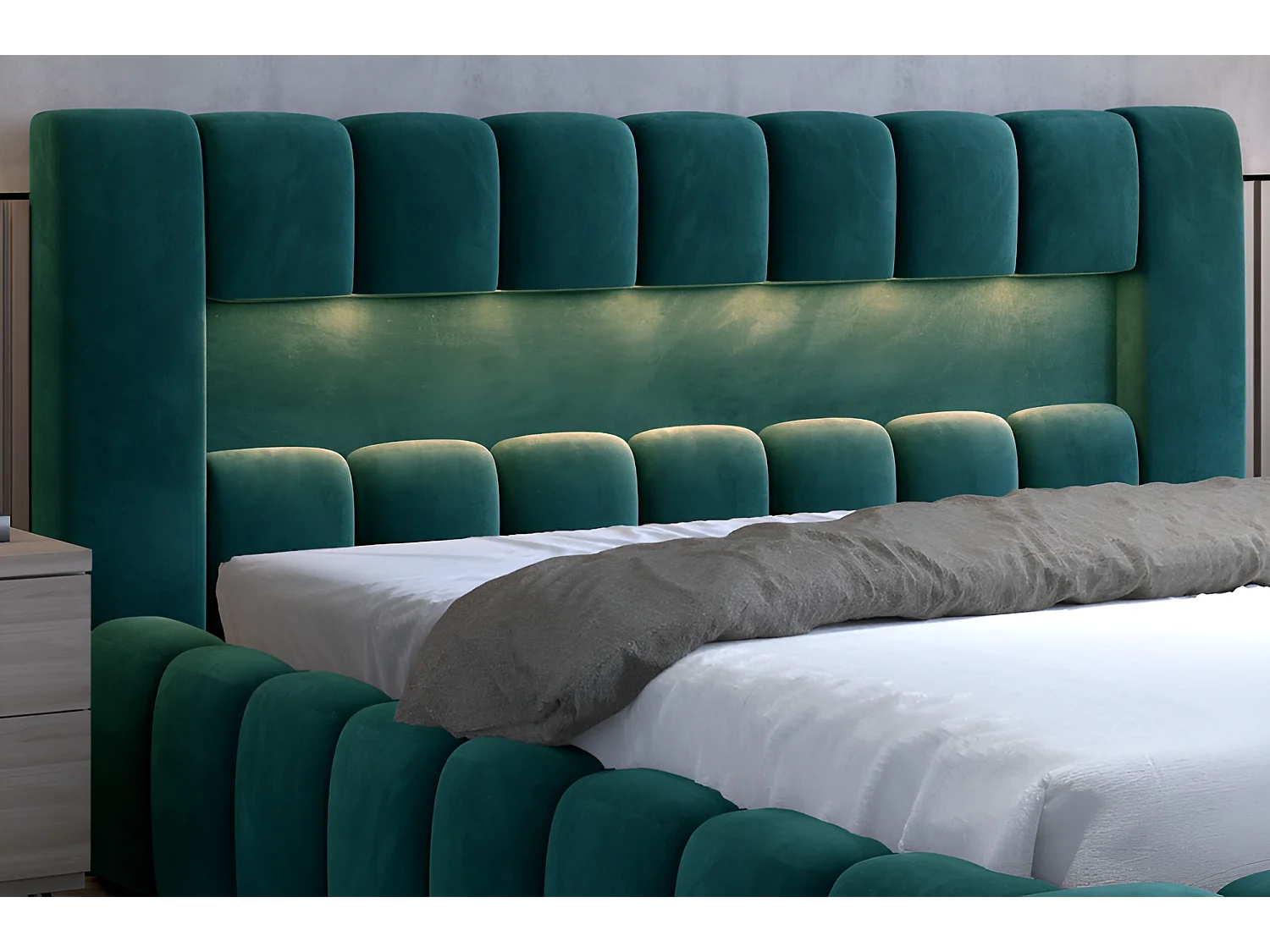 Bett Hero L (180x200)/Stoffbezug/inklusive Matratze/Grün