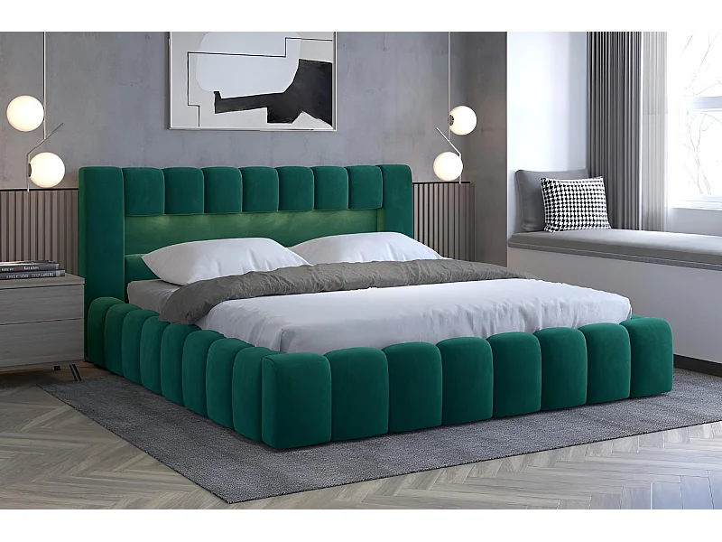 Lit Hero M (160x200)/Tissu/inclut Matelas/Vert