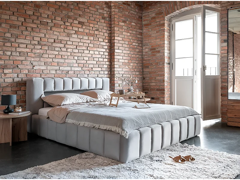 Letto Hero S/140x200/Tessuto-Grigio