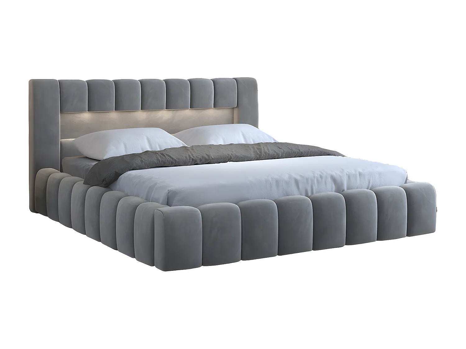 Letto Hero L (180x200)/Tessuto/incluso materasso/Grigio