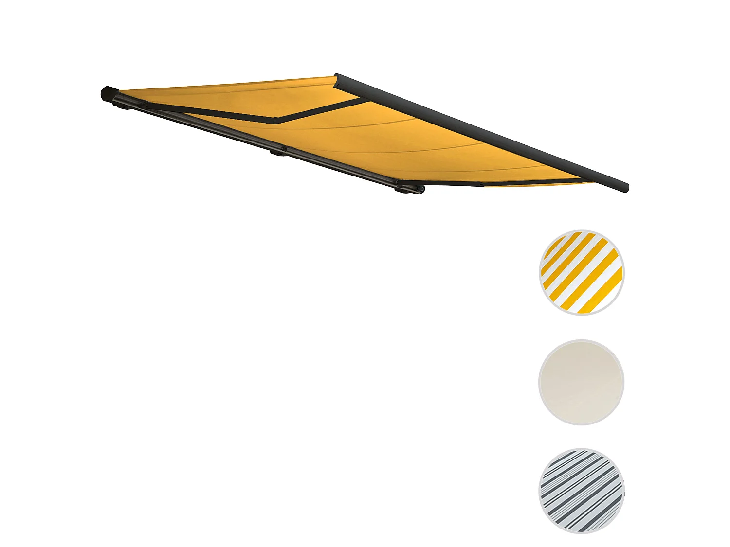 Elektrische Kassettenmarkise H123, Polyester gelb, Rahmen anthrazit
