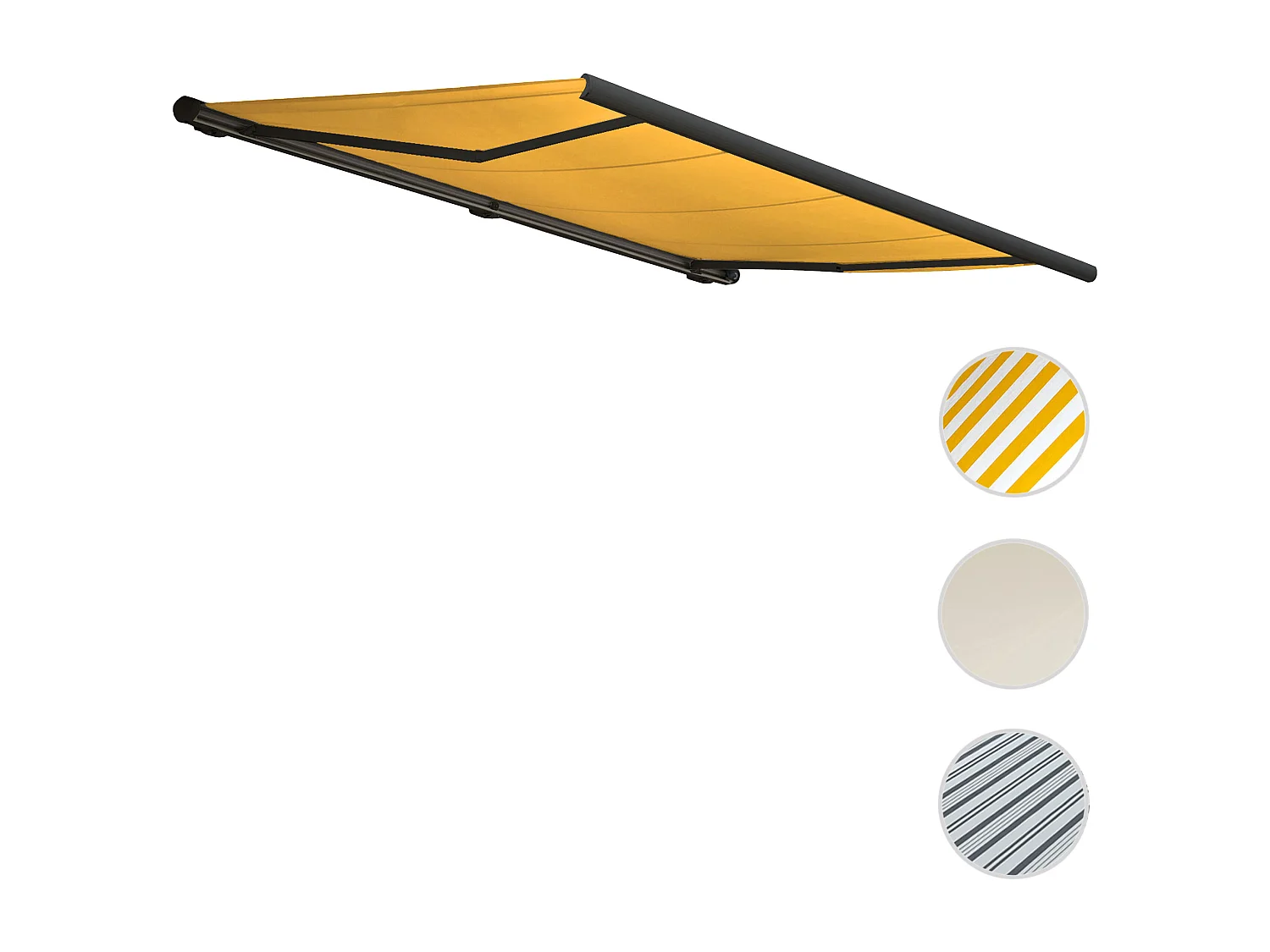 Elektrische Kassettenmarkise H123, Polyester gelb, Rahmen anthrazit