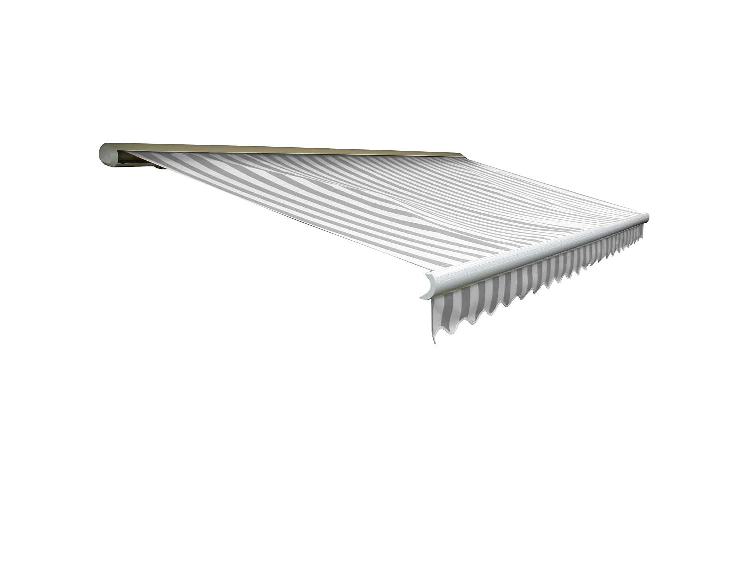 Kassetten-Markise H124 mit Volant, Acryl Grau/Weiß