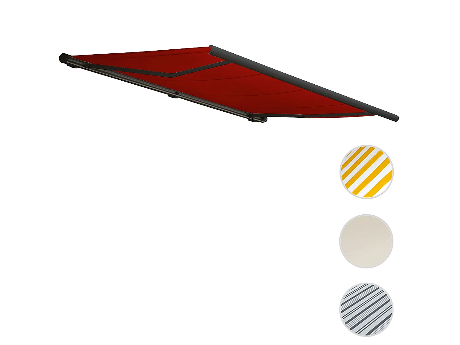 Elektrische Kassettenmarkise H122, Polyester bordeaux-rot, Rahmen anthrazit