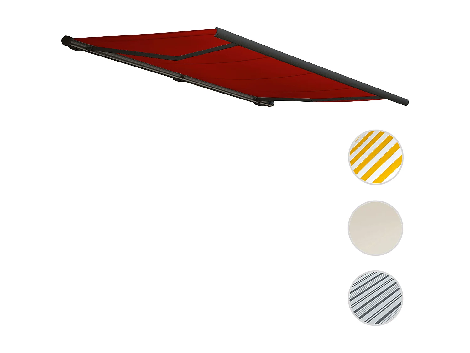 Elektrische Kassettenmarkise H122, Polyester bordeaux-rot, Rahmen anthrazit