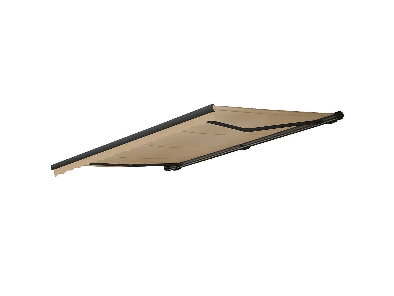 Kassetten-Markise H122 mit Volant, Polyester Creme, anthrazit