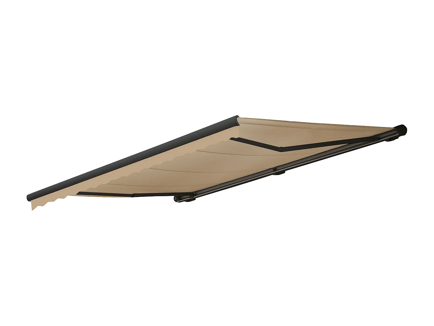 Kassetten-Markise H122 mit Volant, Polyester Creme, anthrazit