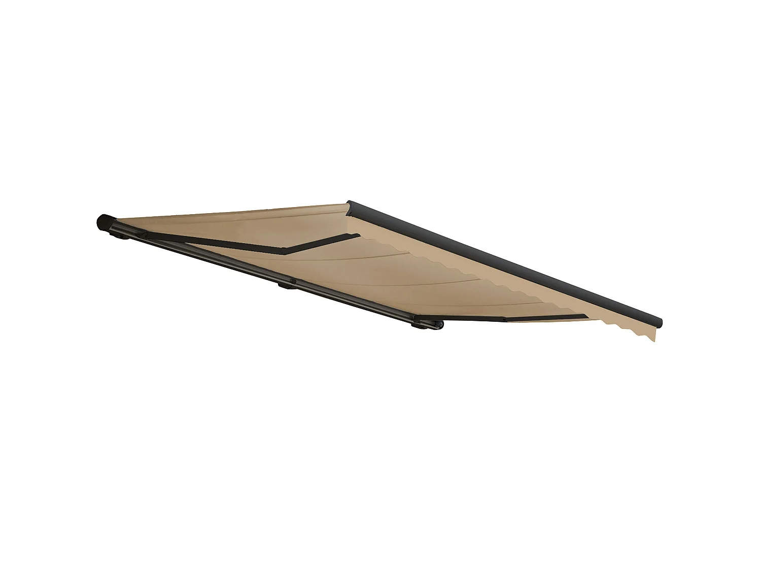 Kassetten-Markise H122 mit Volant, Polyester Creme, anthrazit