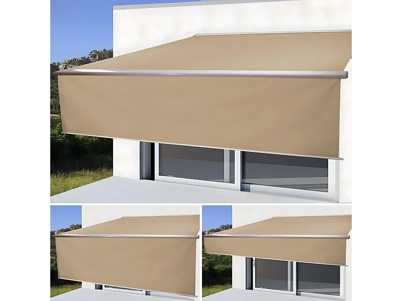 Kassetten-Markise H124 Volant ausfahrbar, Polyester Creme