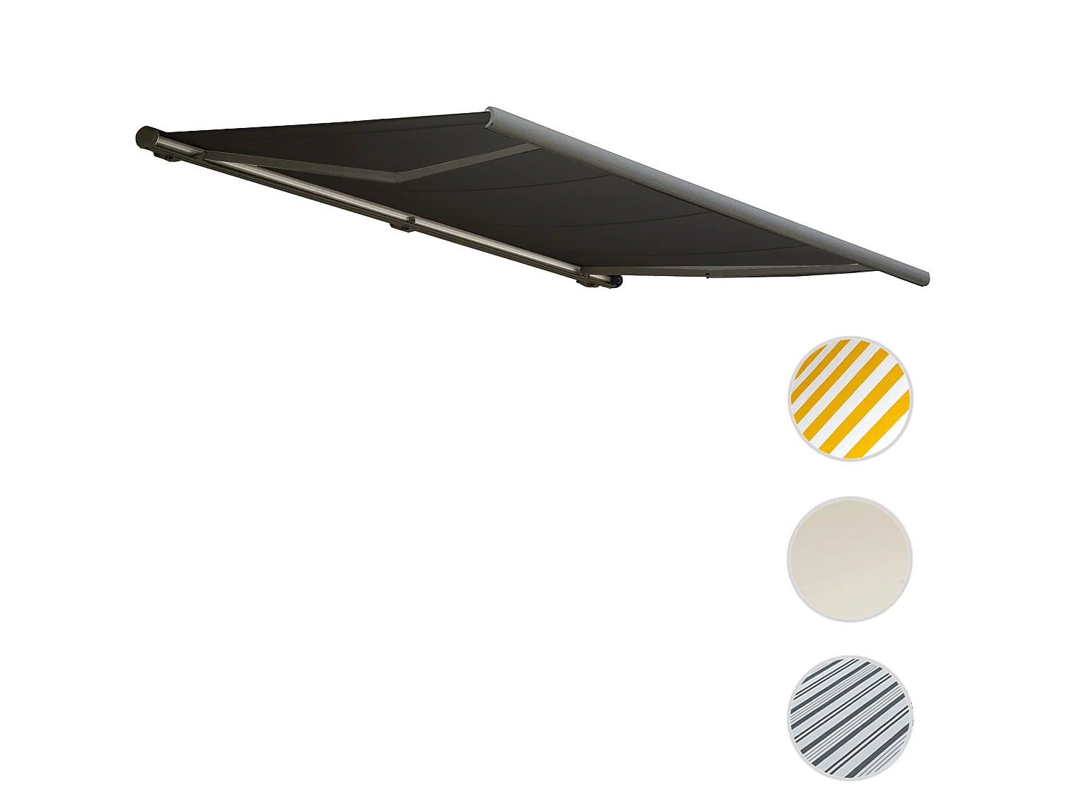 Elektrische Kassettenmarkise H122, Polyester anthrazit, Rahmen grau