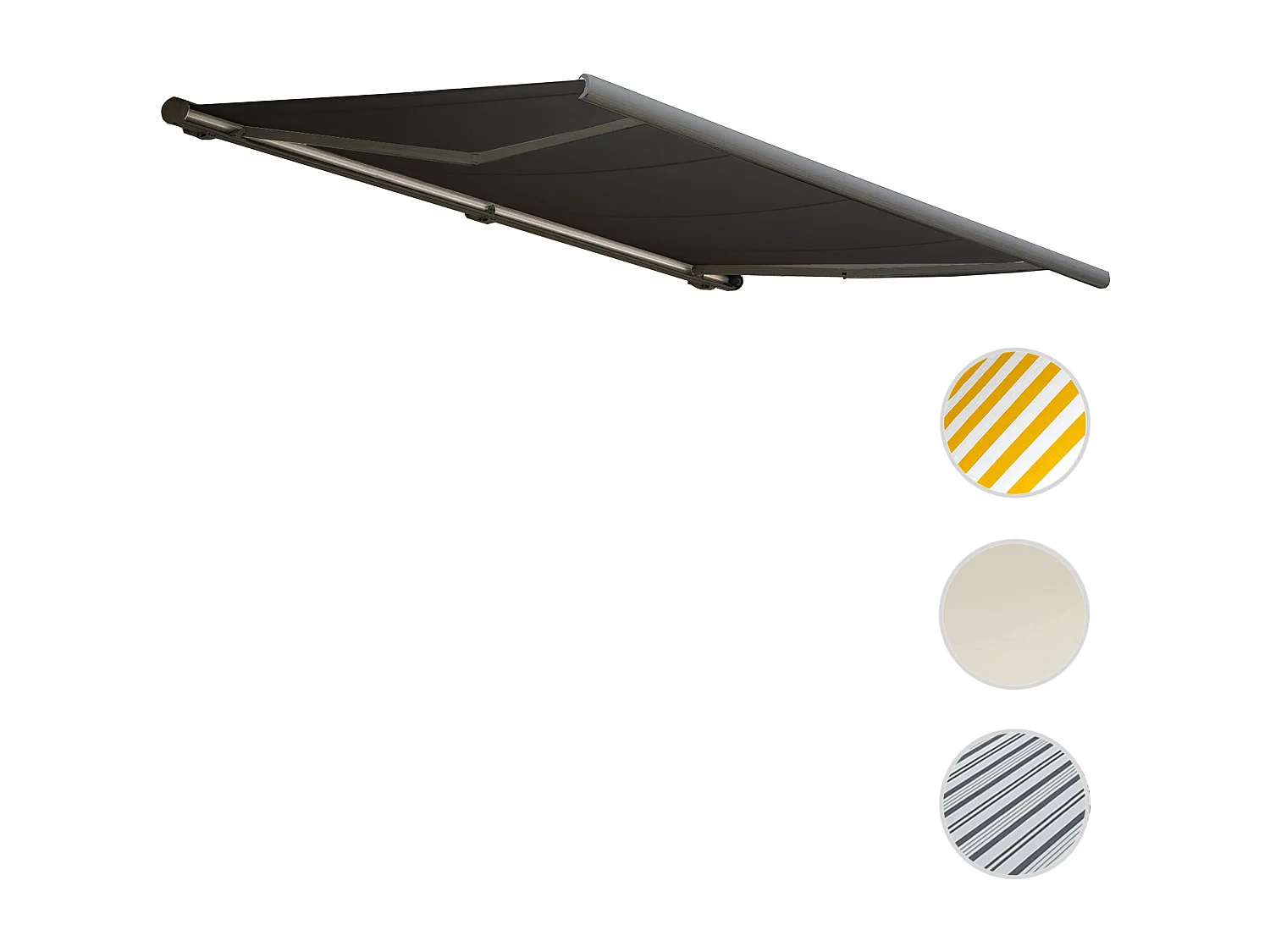 Elektrische Kassettenmarkise H122, Polyester anthrazit, Rahmen grau