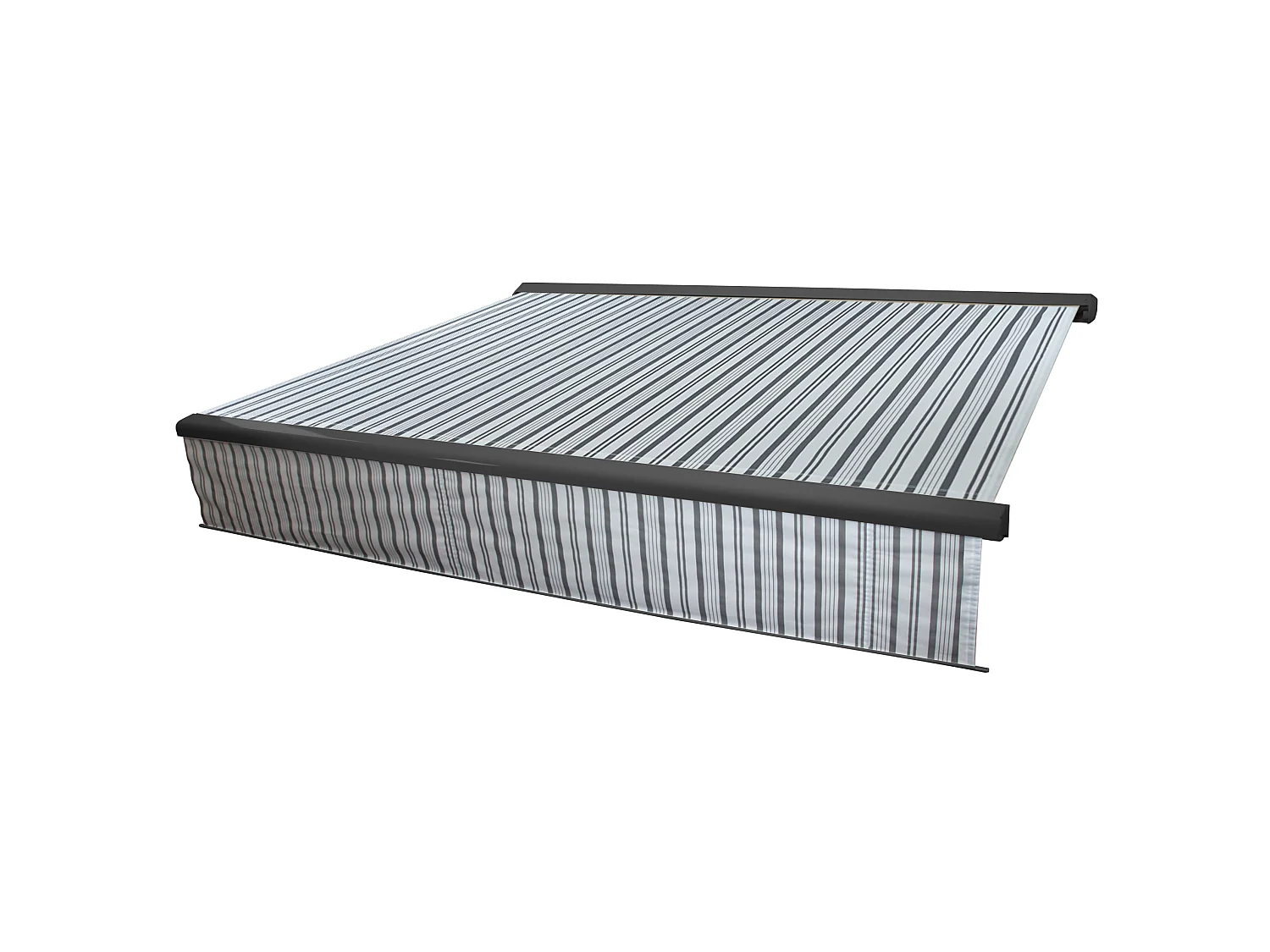 Kassetten-Markise H124 Volant ausfahrbar, Polyester Grau/Weiß, anthrazit
