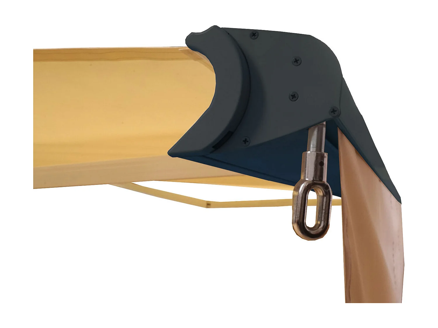 Kassetten-Markise H124 Volant ausfahrbar, Polyester Grau/Weiß, anthrazit