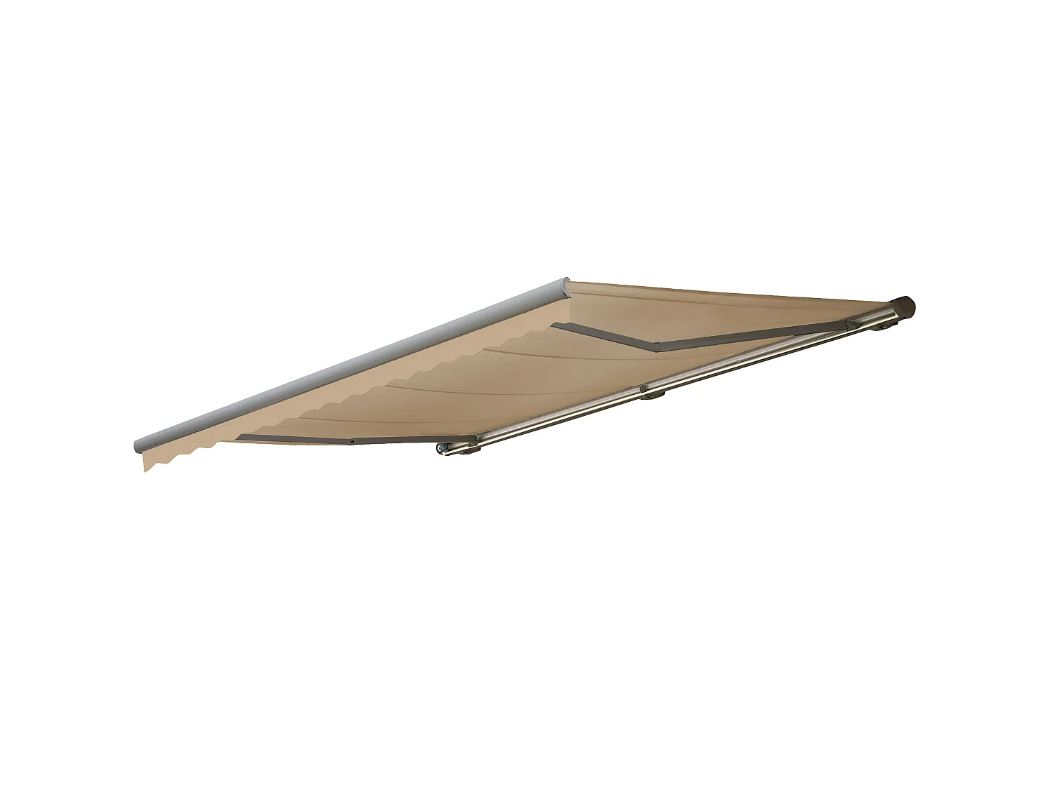 Kassetten-Markise H124 mit Volant, Polyester Creme, grau