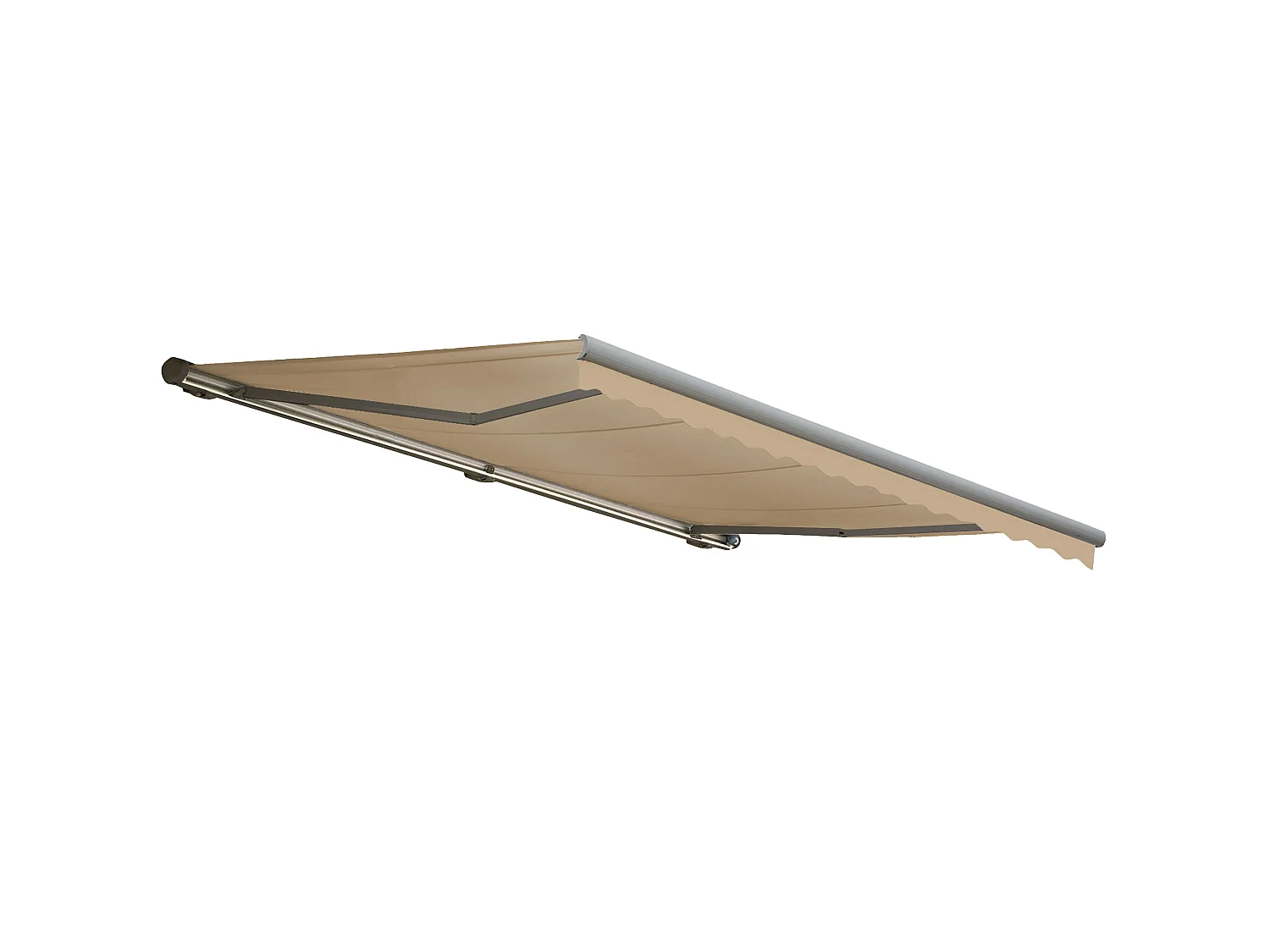 Kassetten-Markise H124 mit Volant, Polyester Creme, grau