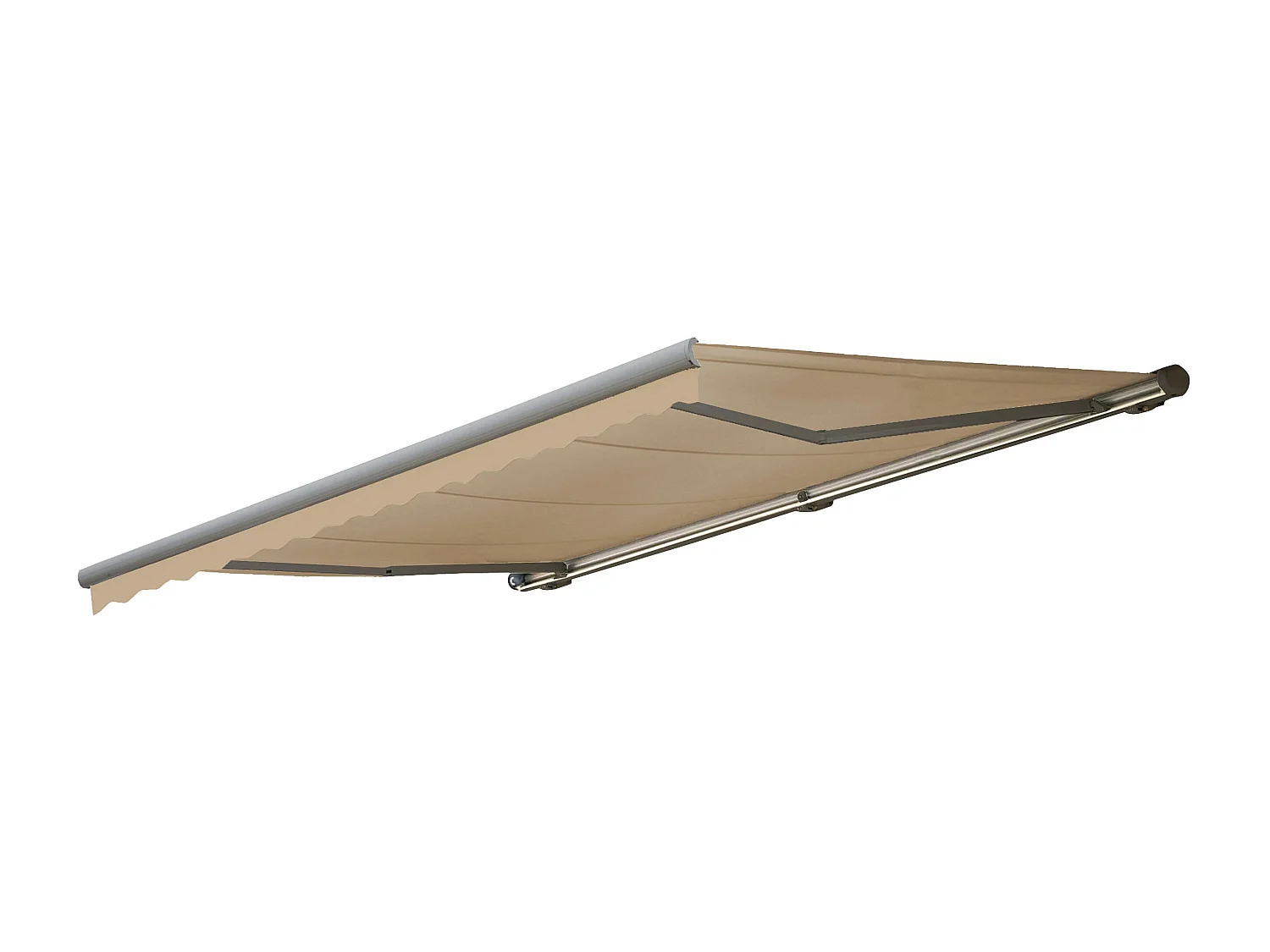 Kassetten-Markise H124 mit Volant, Polyester Creme, grau