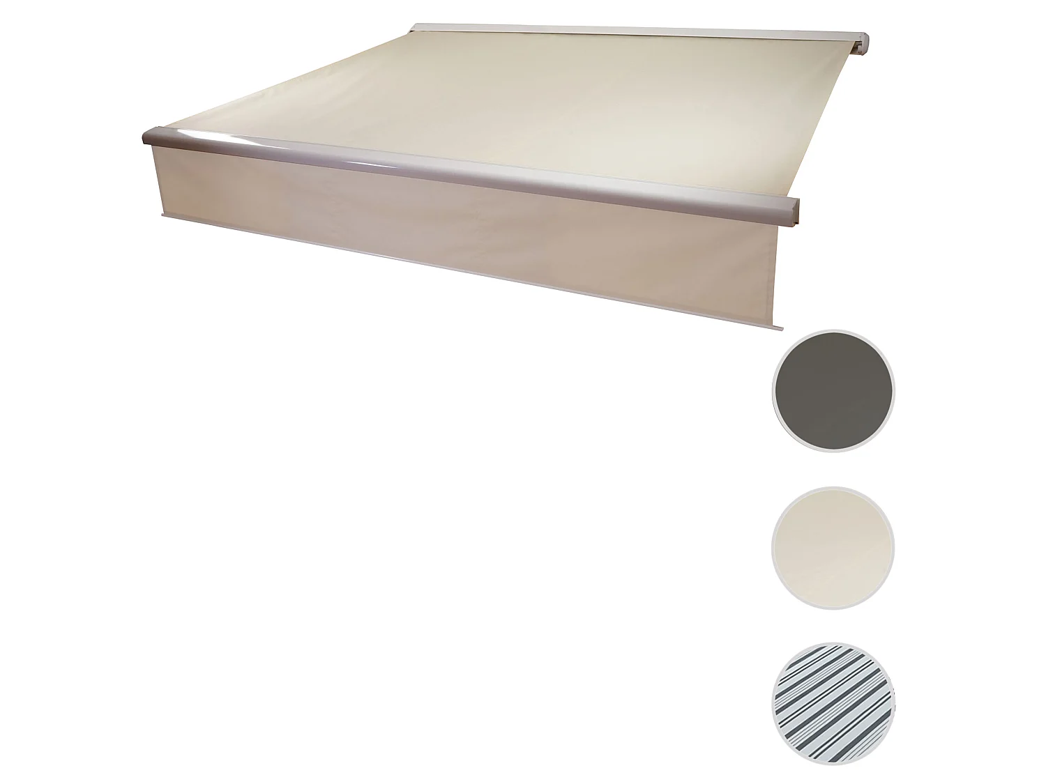 Kassetten-Markise H124 Volant ausfahrbar, Polyester Creme