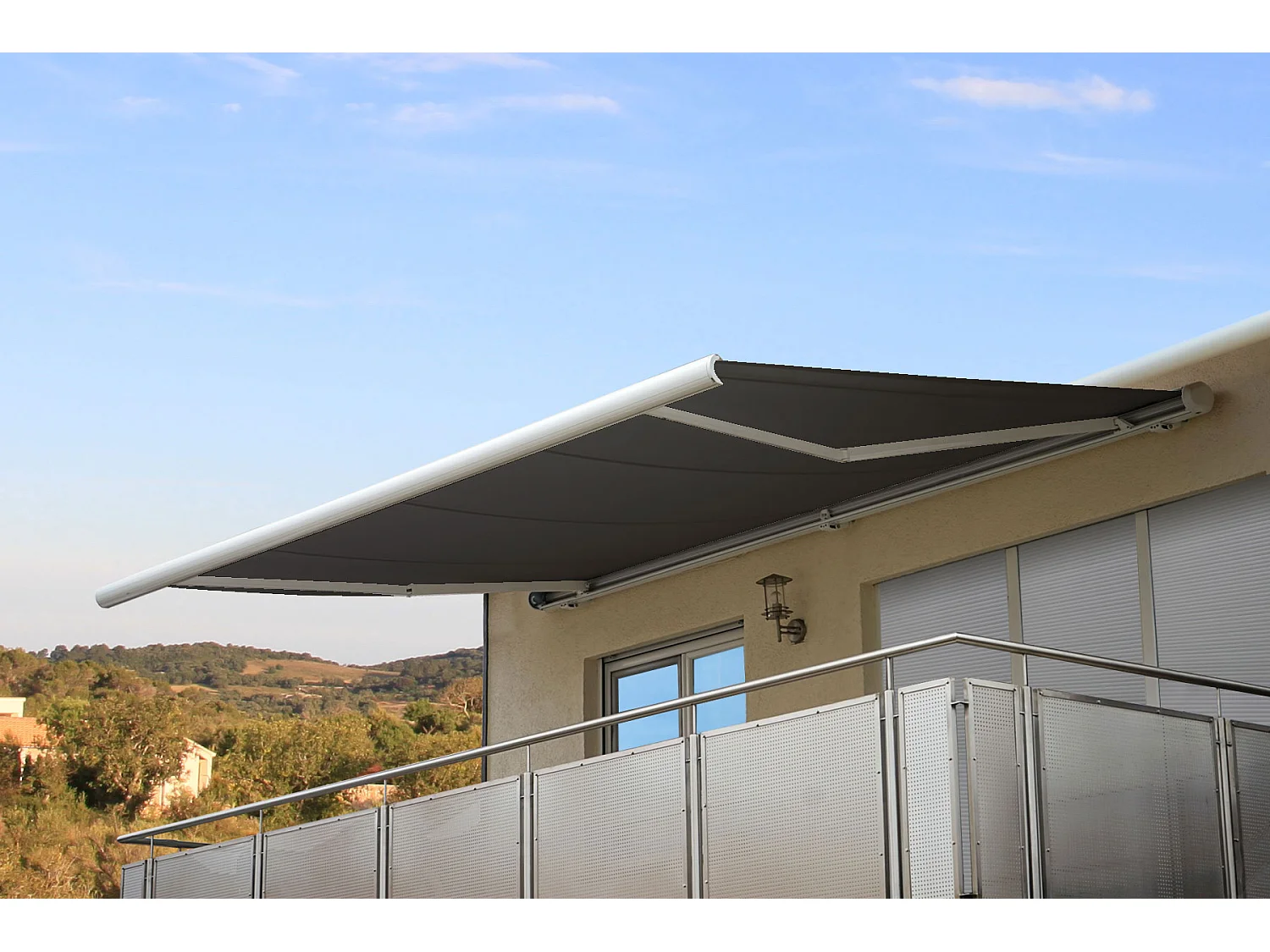 Elektrische Kassettenmarkise H122, Polyester anthrazit