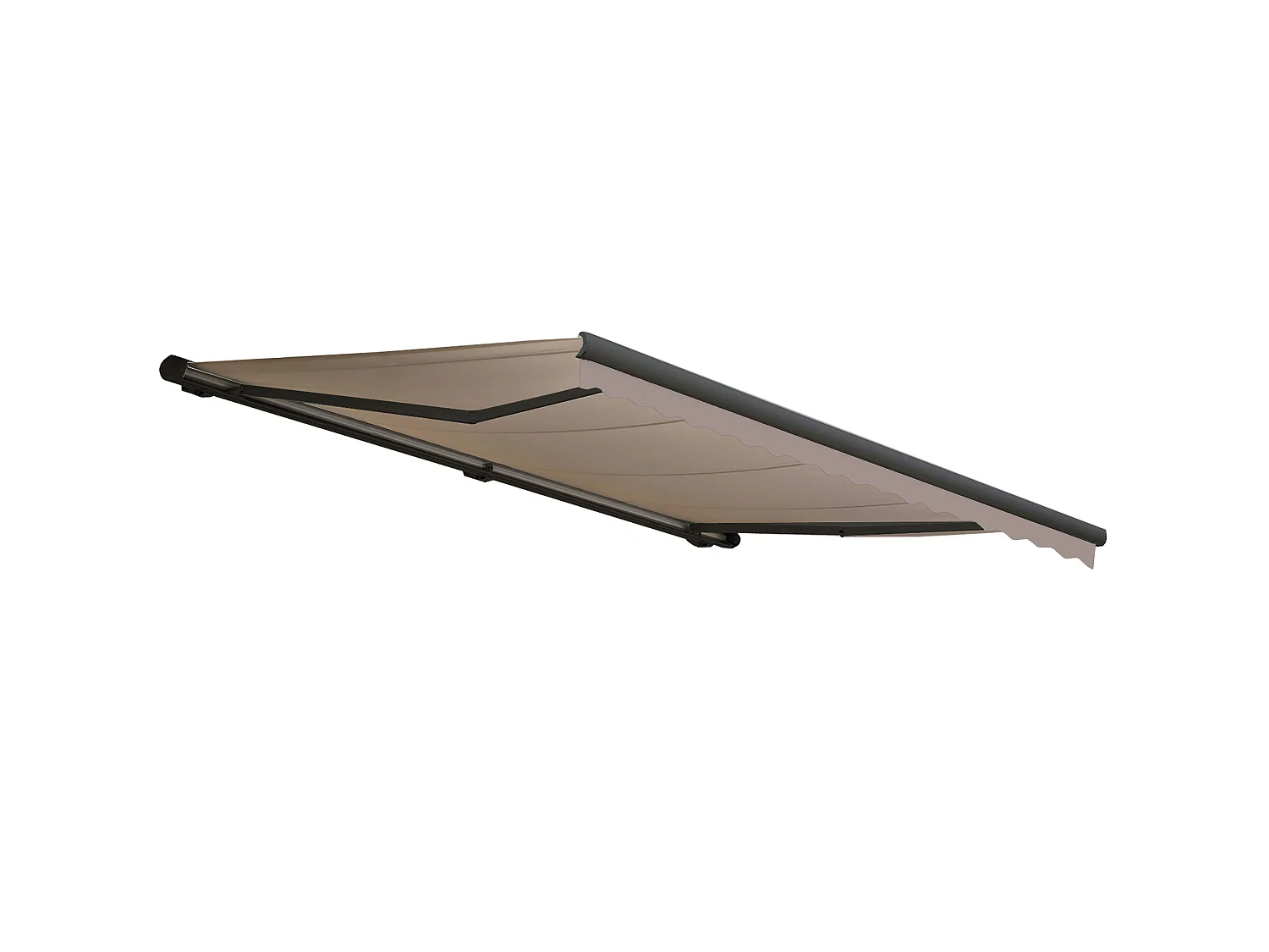 Kassetten-Markise H122 mit Volant, Polyester Sand, anthrazit