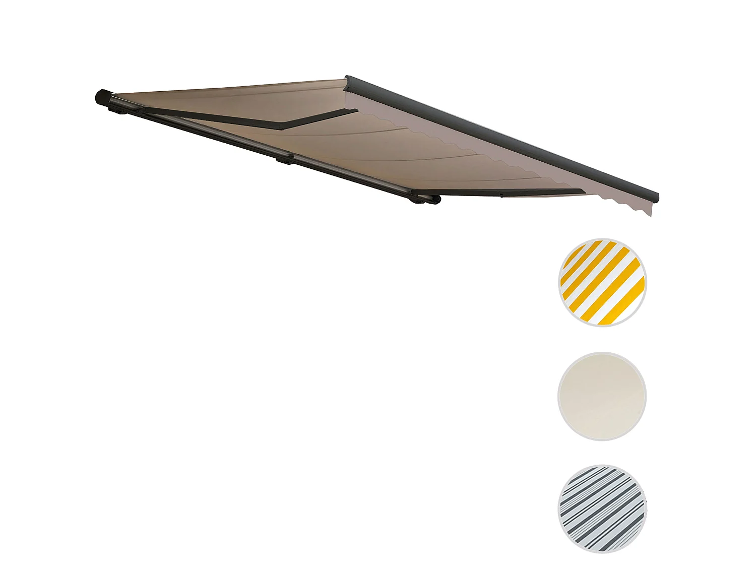 Kassetten-Markise H122 mit Volant, Polyester Sand, anthrazit