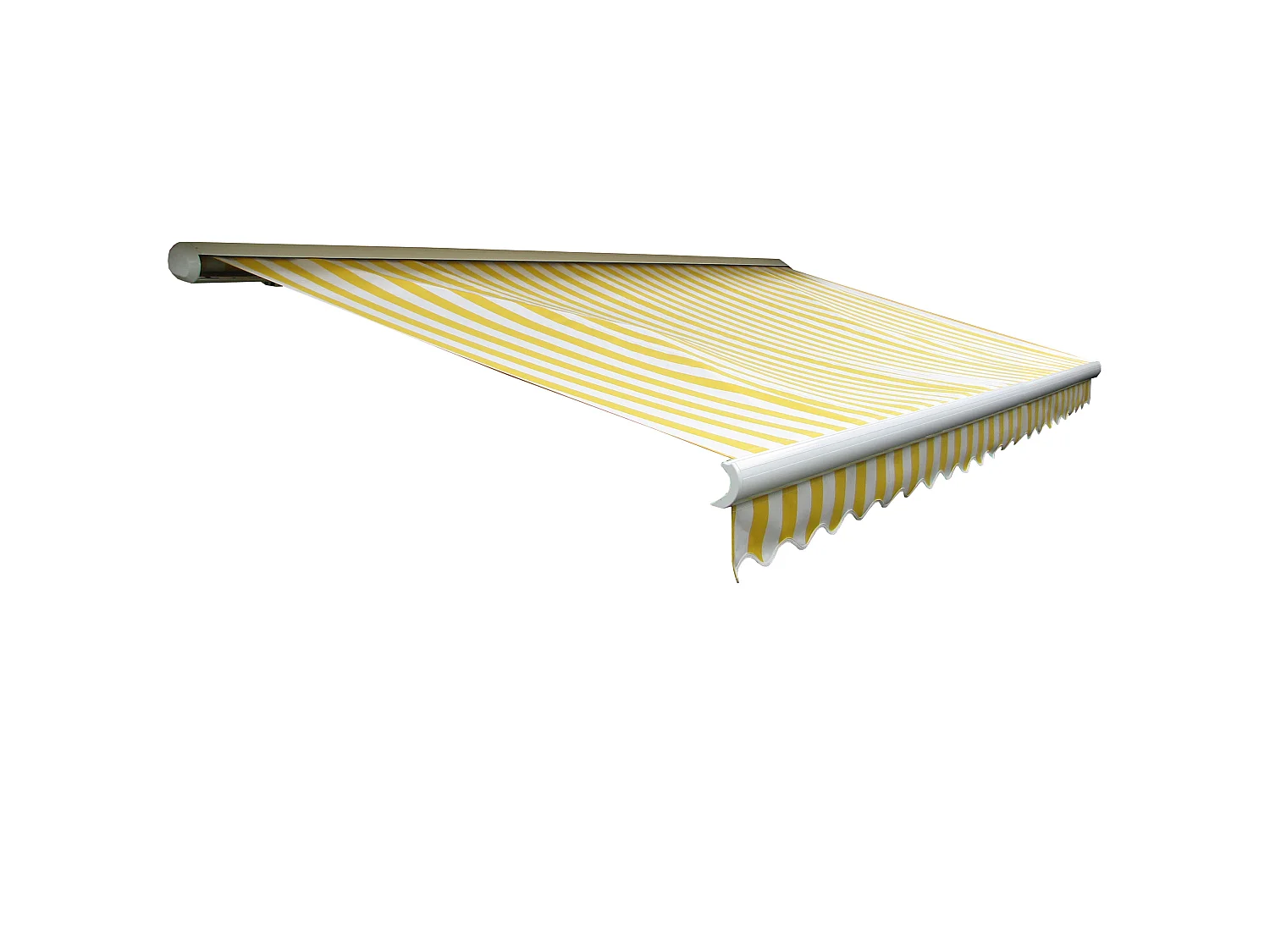 Kassetten-Markise H124 mit Volant, Acryl Gelb/Weiß