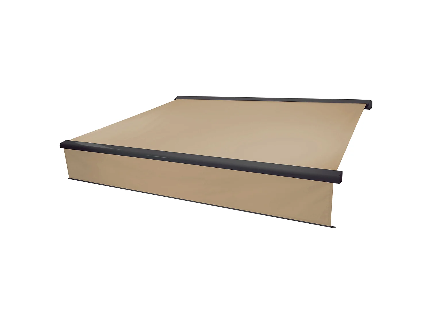 Kassetten-Markise H124 Volant ausfahrbar, Polyester Creme, anthrazit