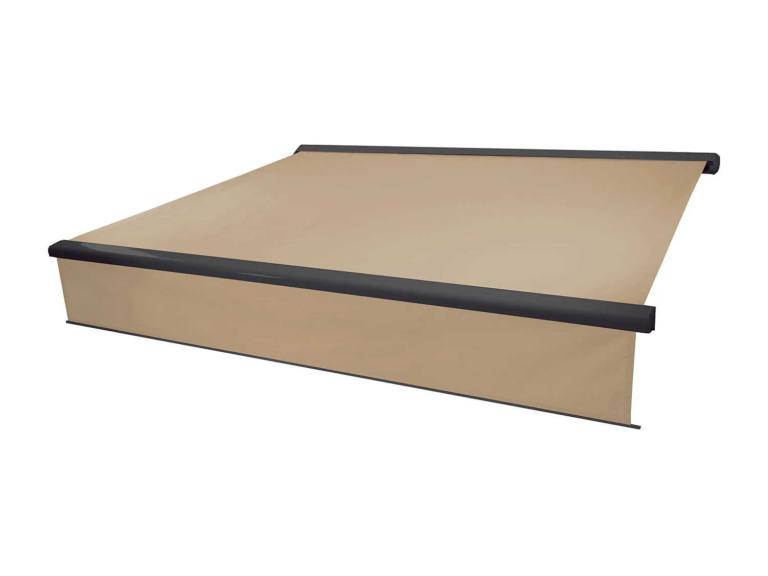 Kassetten-Markise H124 Volant ausfahrbar, Polyester Creme, anthrazit